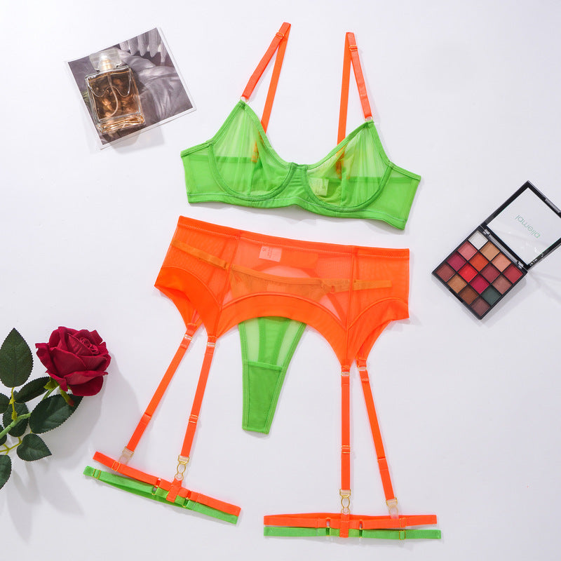Contrasting Color Design Transparent Mesh Set