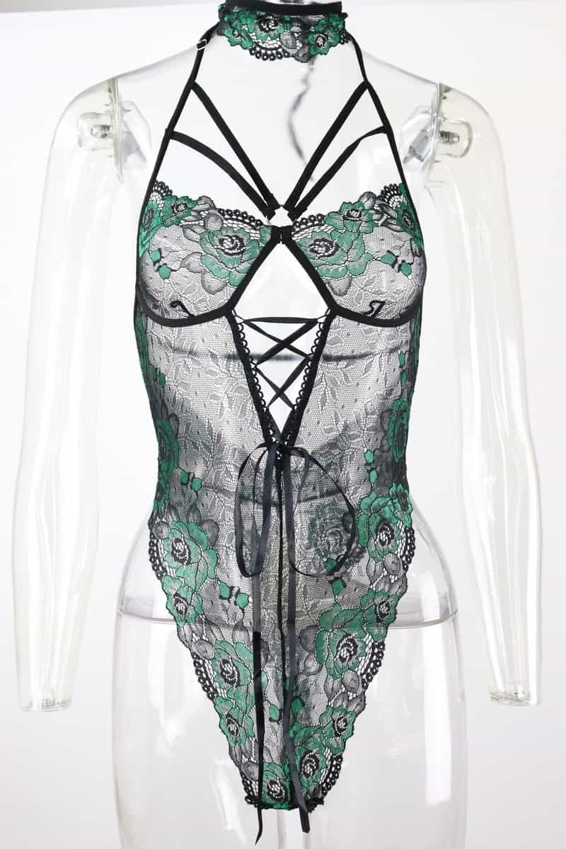 Mesh Collar Sexy Teddy