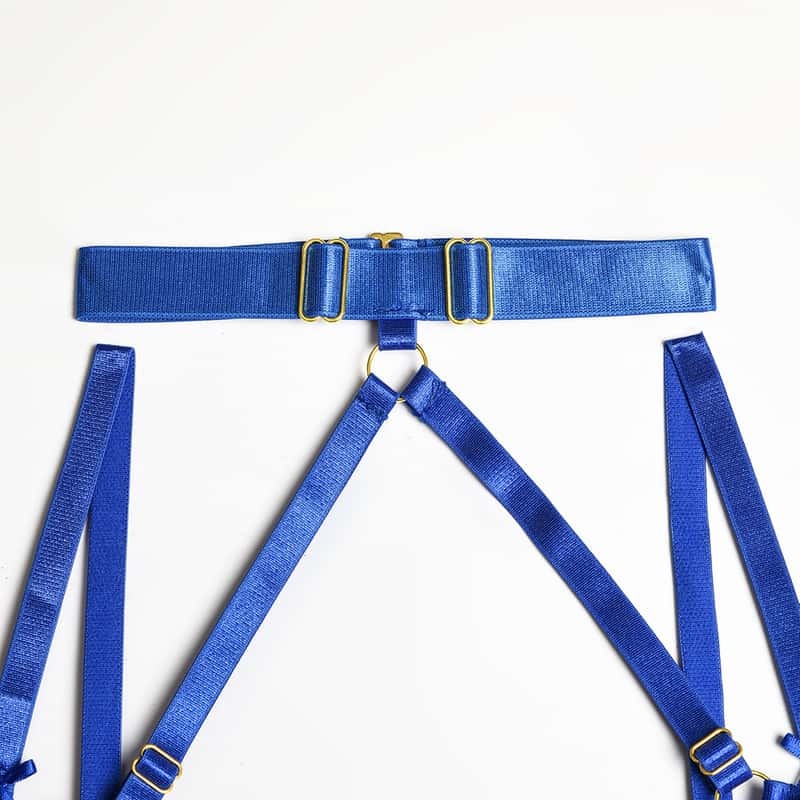 Halter Cutout Satin Panel Garter Belt Set