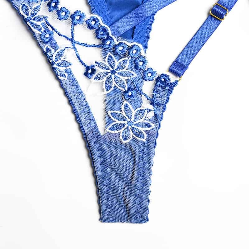 Halter Cutout Satin Panel Garter Belt Set