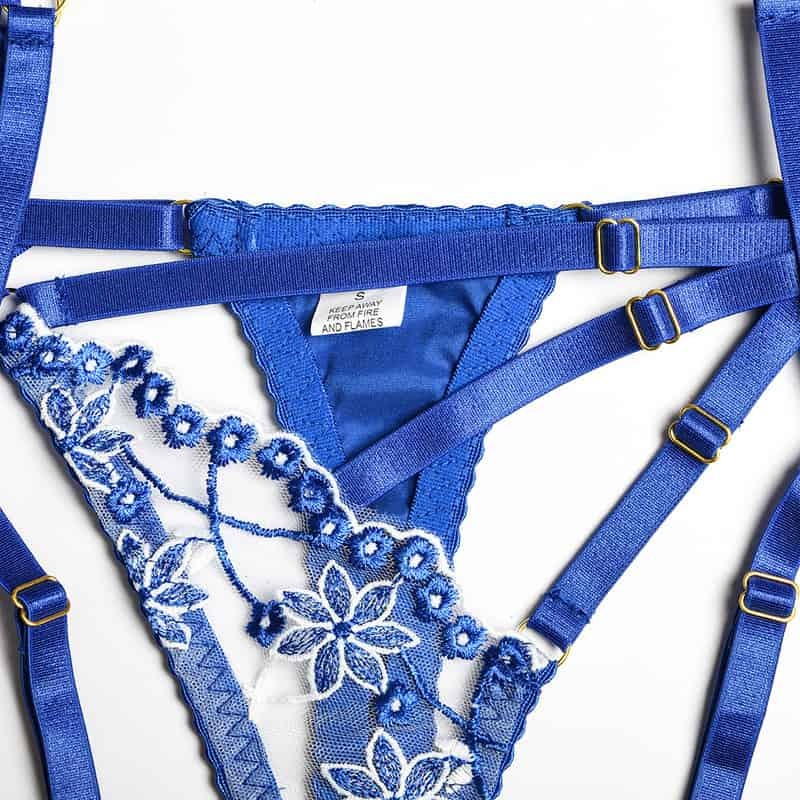 Halter Cutout Satin Panel Garter Belt Set