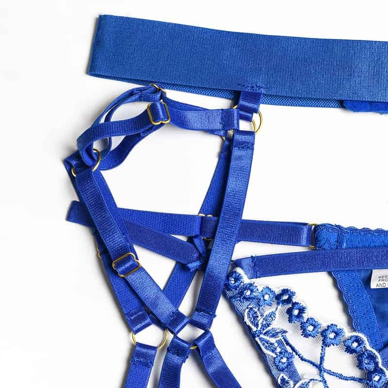 Halter Cutout Satin Panel Garter Belt Set