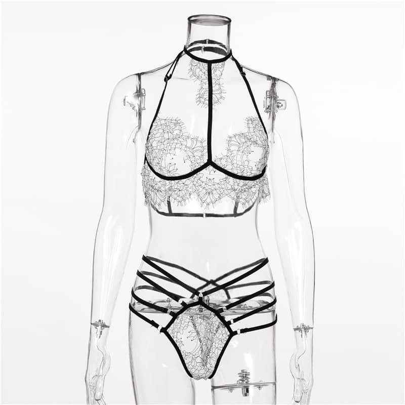 Halter Lace Bra Sexy Lingerie Set