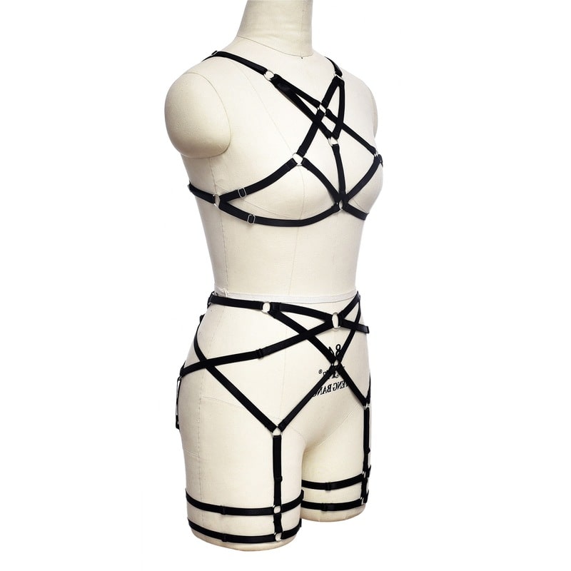 Hollow Breast Exposed Sexy Strappy Garter Set