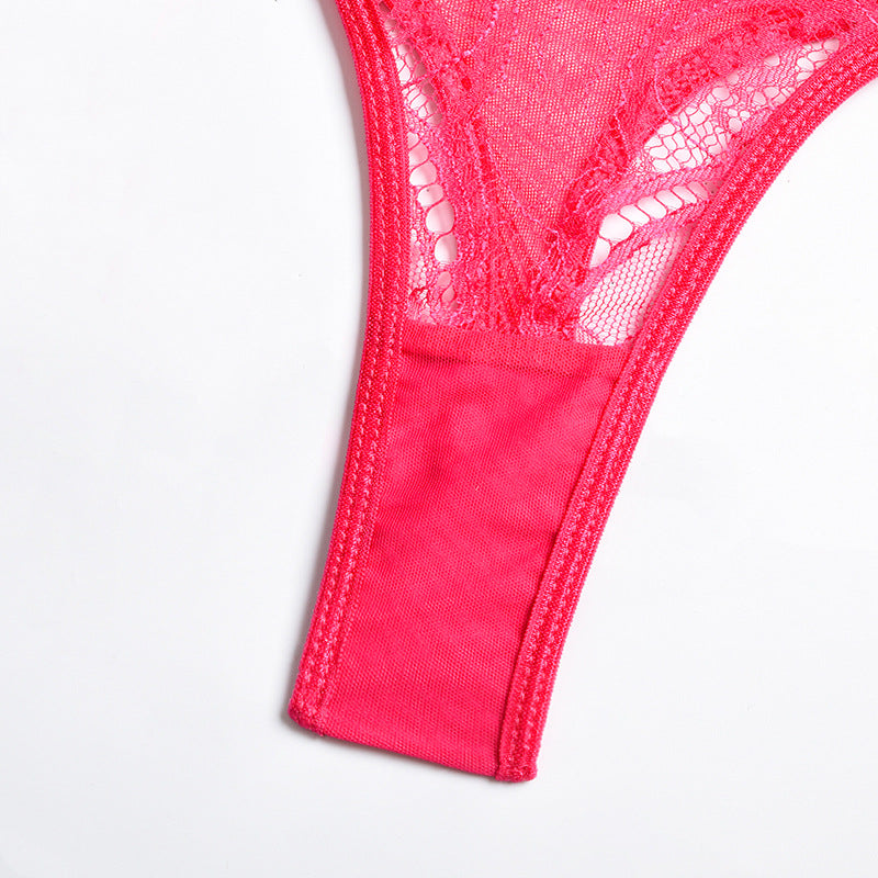 Sexy Sheer Floral Lace Bra Set with Tassel Girdle