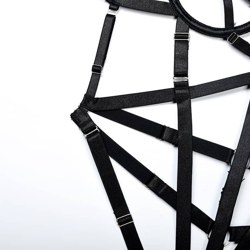 Intricately Crafted Cross Sexy Strappy Teddy Suit