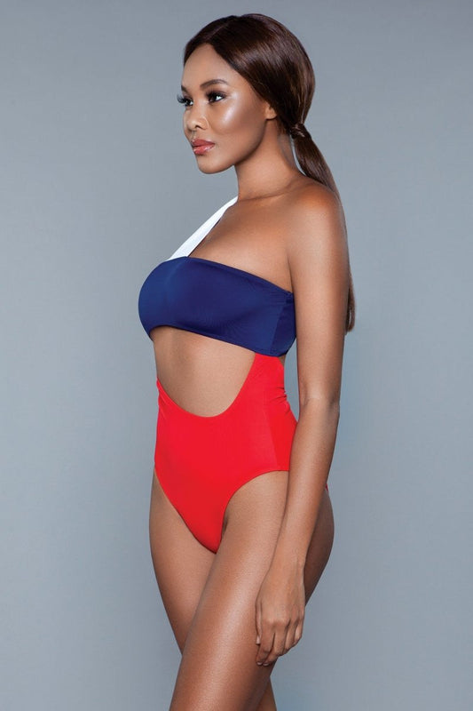 Kennedy Swimsuit Navy Red BeWicked