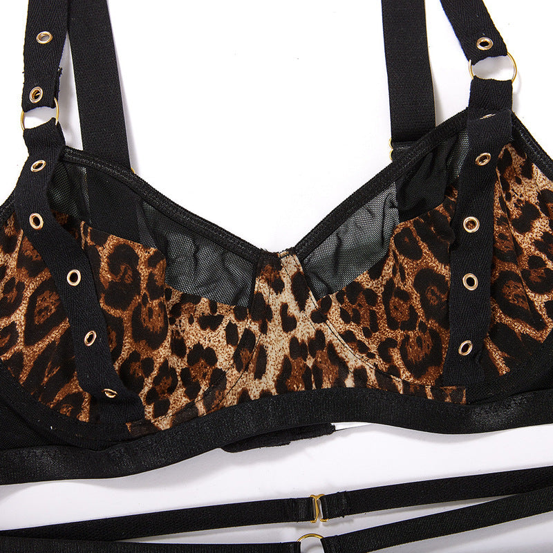 Leopard Print Perspective Sexy Bra Sets
