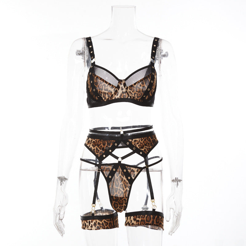 Leopard Print Perspective Sexy Bra Sets