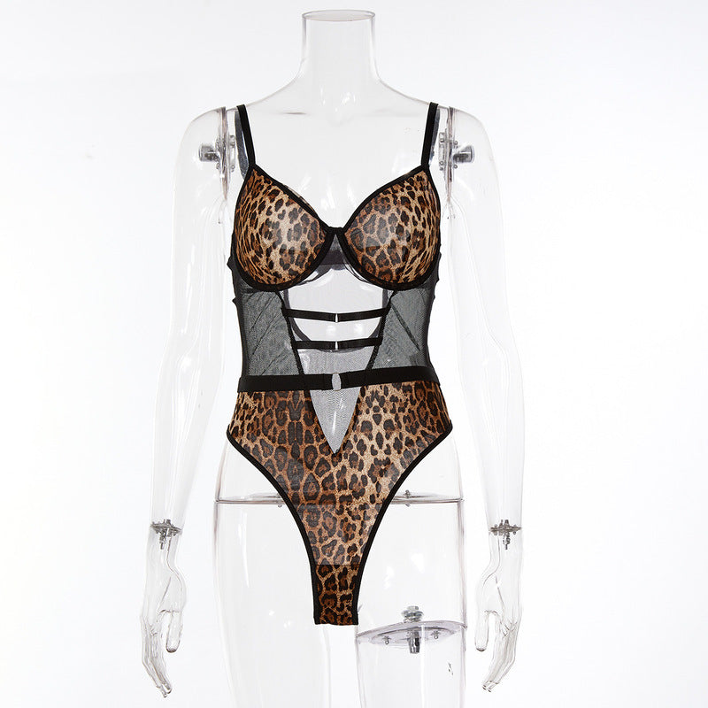 Leopard Print Perspective Sexy Bodysuit