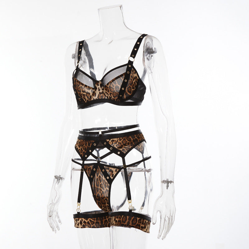 Leopard Print Perspective Sexy Bra Sets
