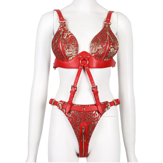 Kinky Party Wear Leather Bondage Lingerie - GLingerie