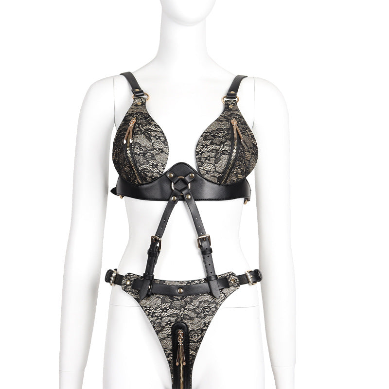 Kinky Party Wear Leather Bondage Lingerie