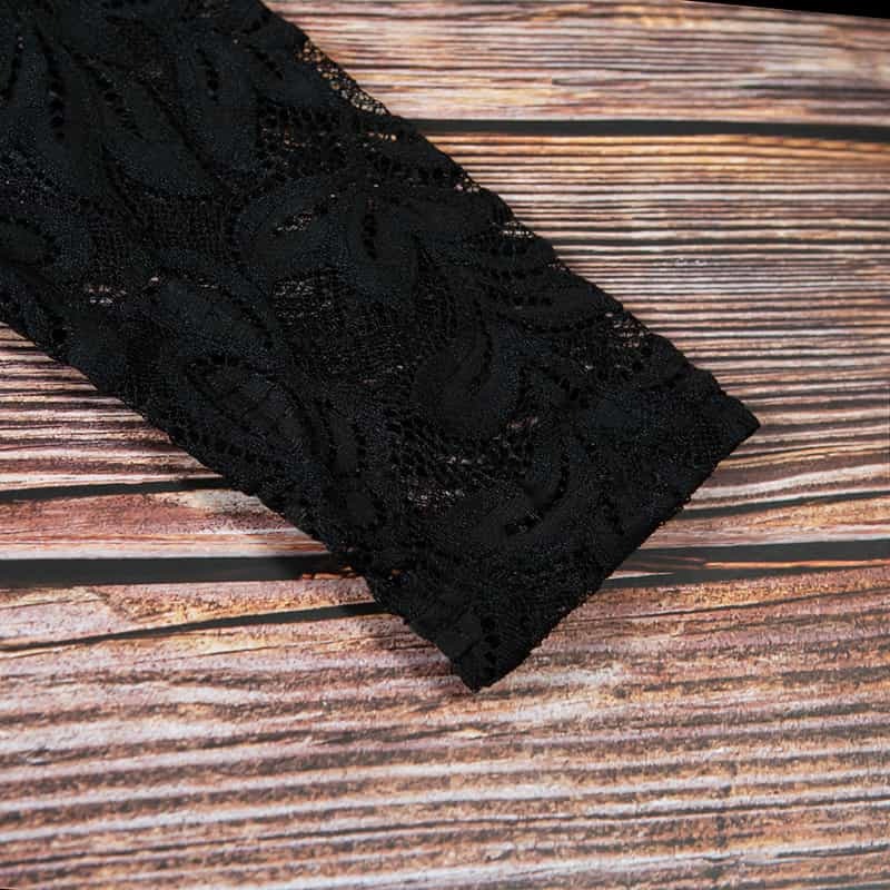 Lace Cutout Deep V Long Sleeve Bodysuit