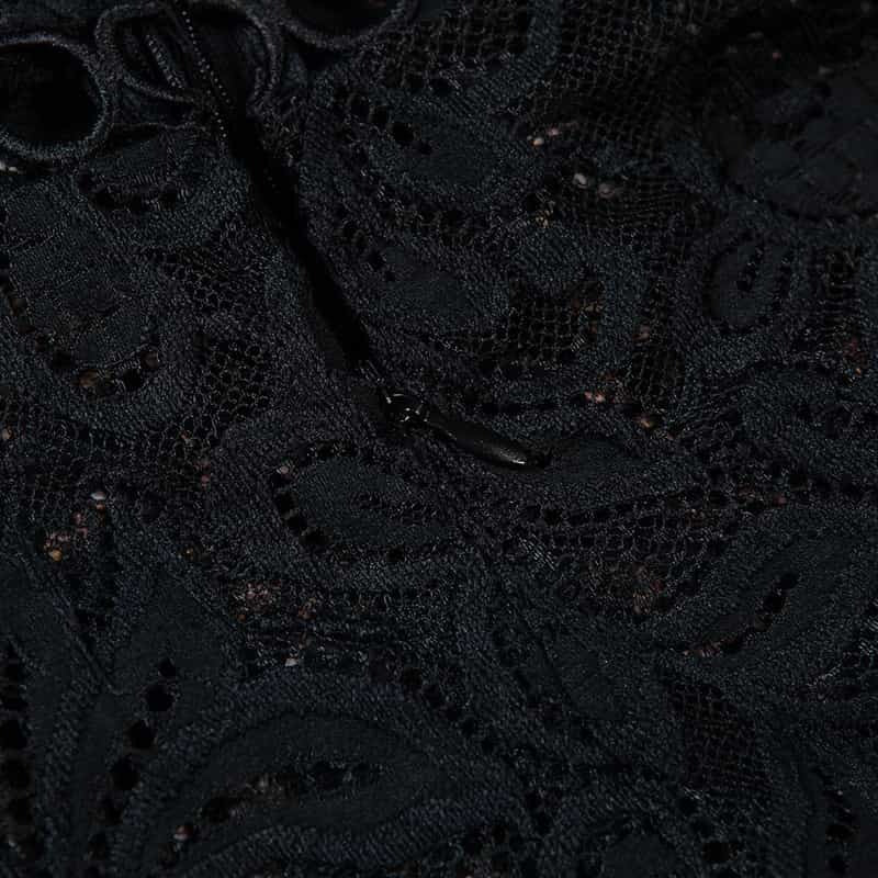 Lace Cutout Deep V Long Sleeve Bodysuit