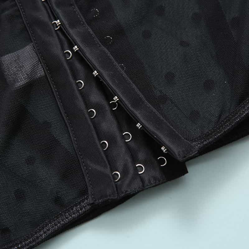 Mesh Polka Dot Ruffle Bustier Bra Set