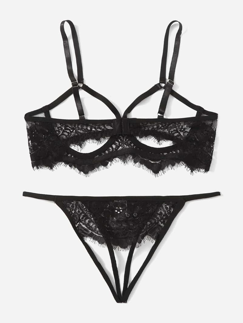 Lace Sexy Breastless Lingerie Set