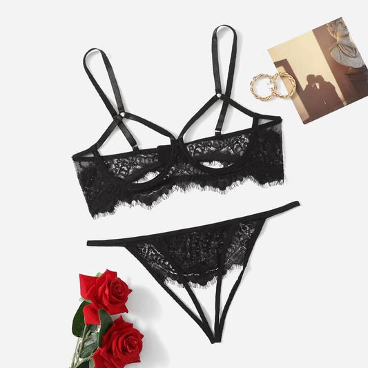 Lace Sexy Breastless Lingerie Set