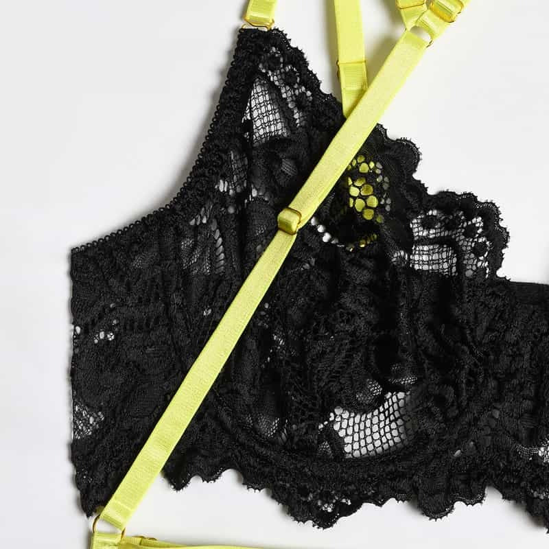 Lace Strap Stitching Heavy Craft Bra Set