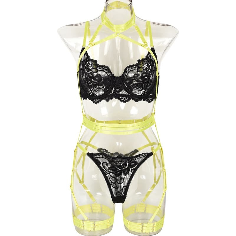 Lace Strap Stitching Heavy Craft Bra Set
