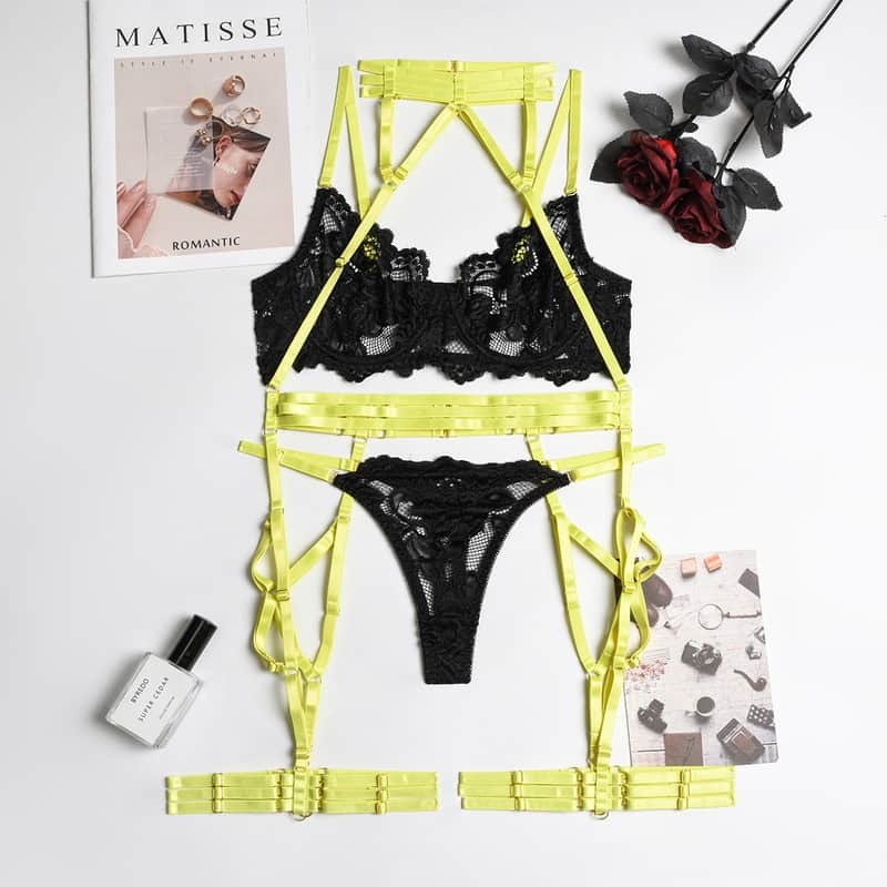 Lace Strap Stitching Heavy Craft Bra Set