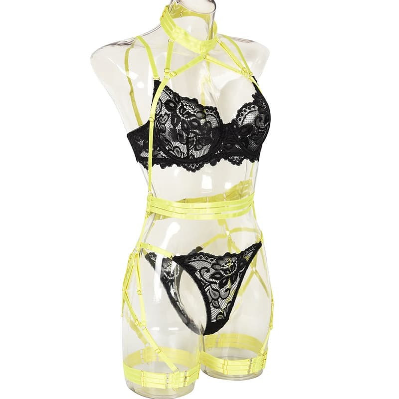 Lace Strap Stitching Heavy Craft Bra Set
