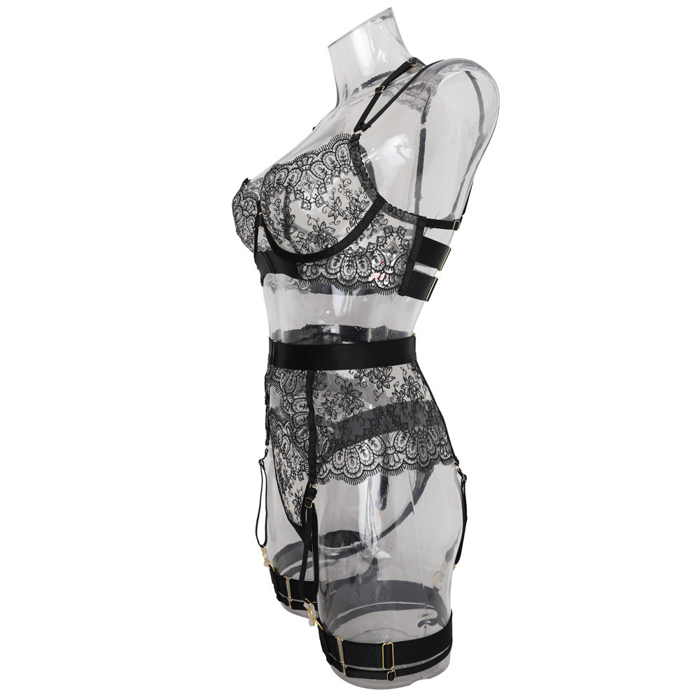 Lace and Vintage Garter Lingerie Ensemble