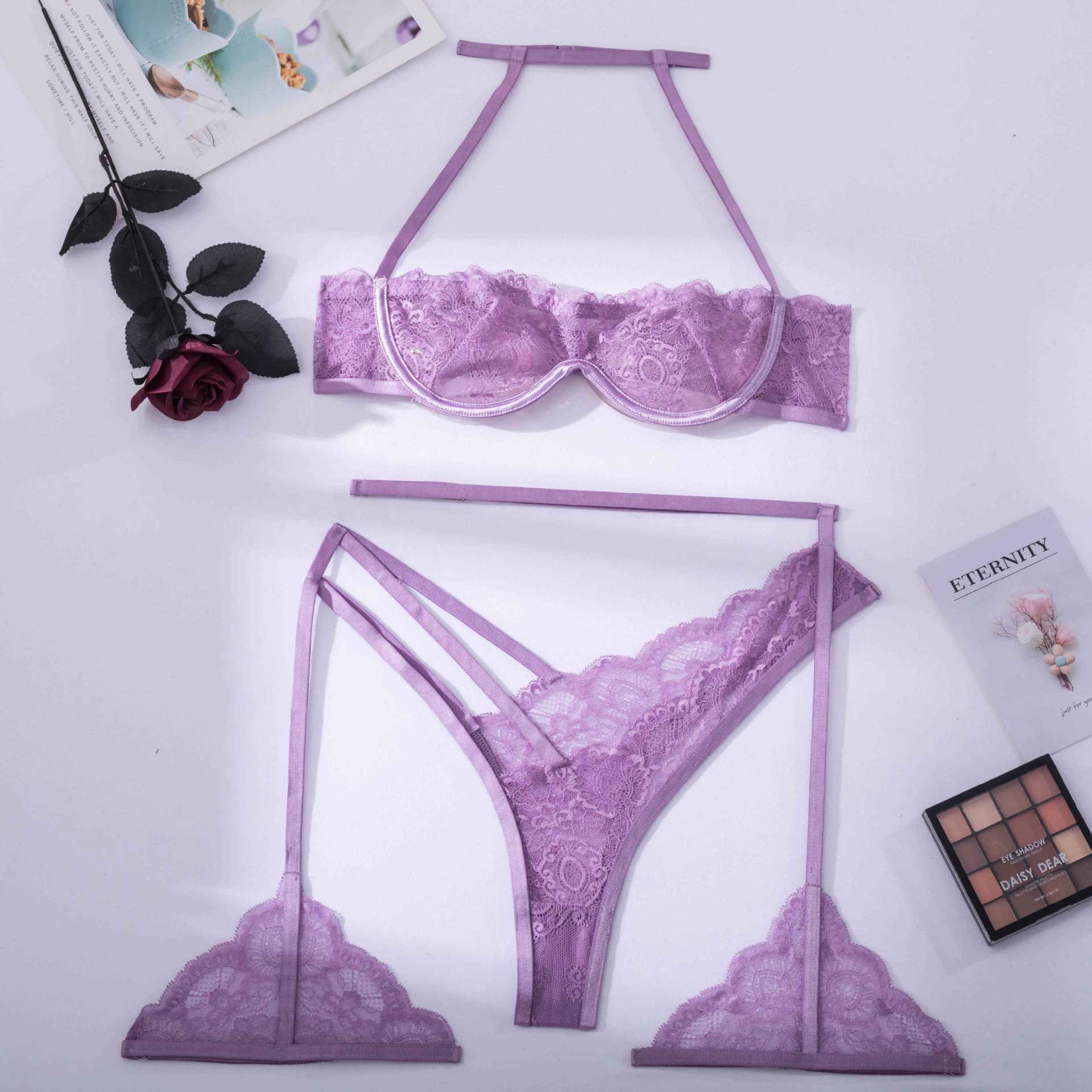 Lavender Whisper Sheer Balconette Lingerie Set