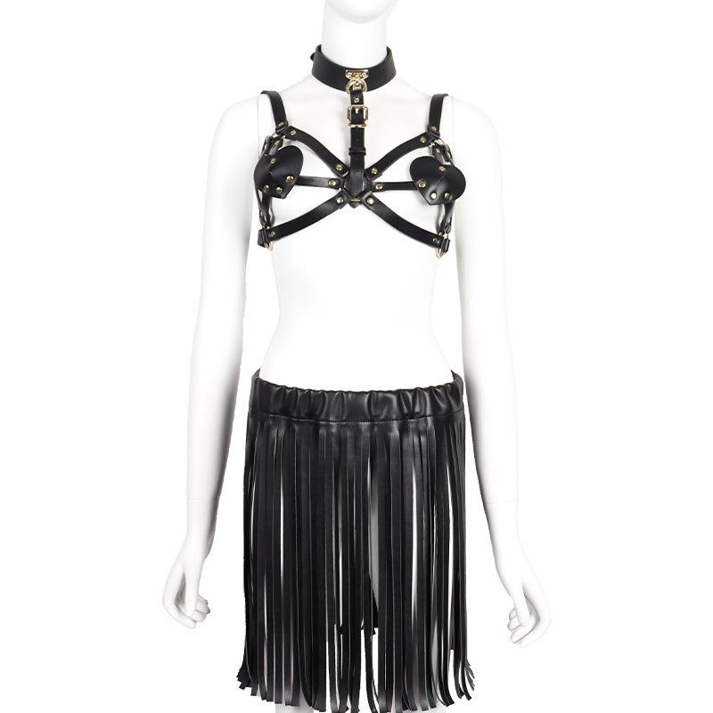 Leather Bondage Dress for Kinky Party Outfit