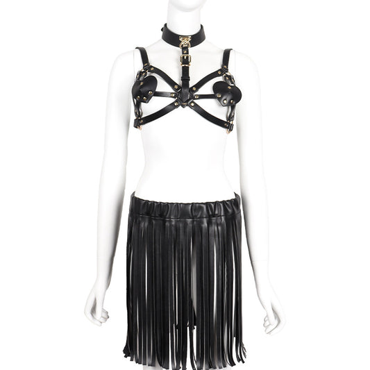 Leather Bondage Dress for Kinky Party Outfit - GLingerie