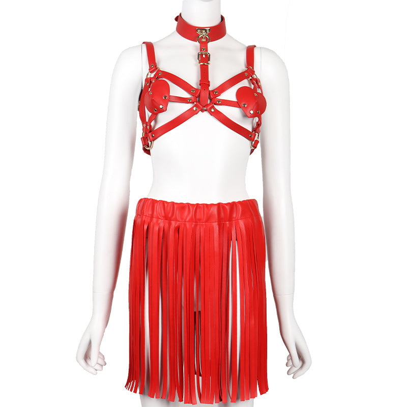 Leather Bondage Dress for Kinky Party Outfit