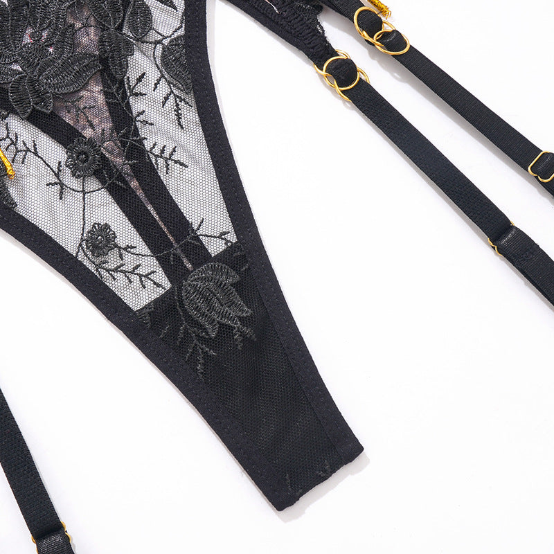 Leopard-print corset set with gold straps