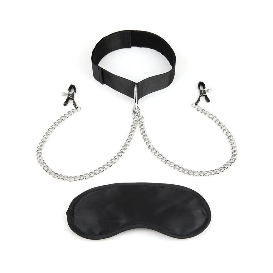 Lux Fetish Collar and Nipple Clips