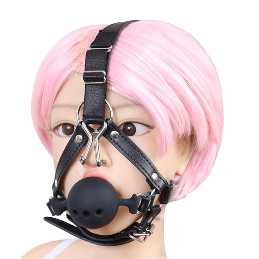 Mask Ball Gag with Harness Nose Hook - GLingerie