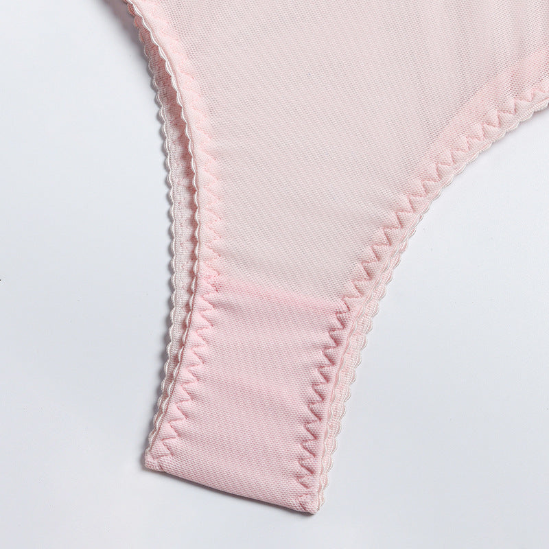 Mesh Halter Neck Bra, Panty Set with Elastic Band