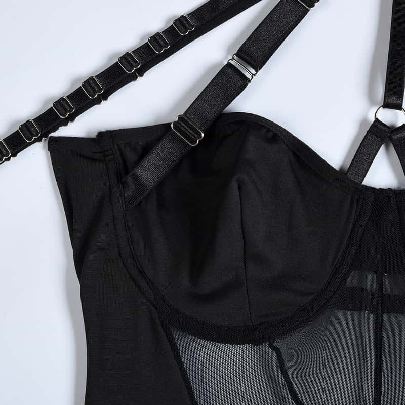 Mesh Halter Neck G-string Bodysuit