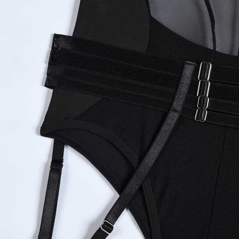 Mesh Halter Neck G-string Bodysuit