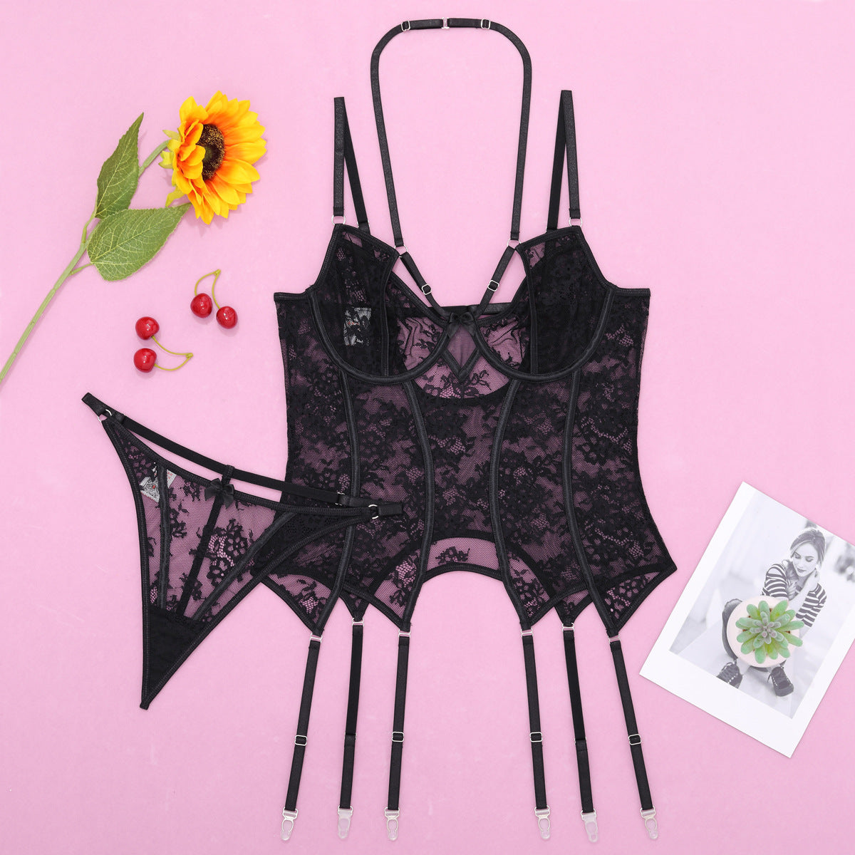 Midnight Allure Black Lace Corset