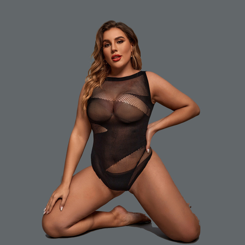 Midnight Mesh Plus Size Bodystocking