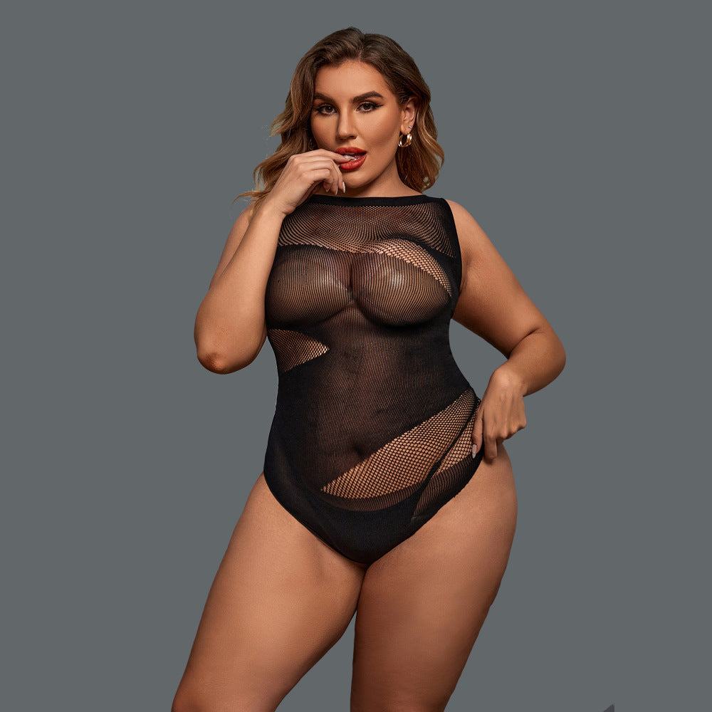 Midnight Mesh Plus Size Bodystocking