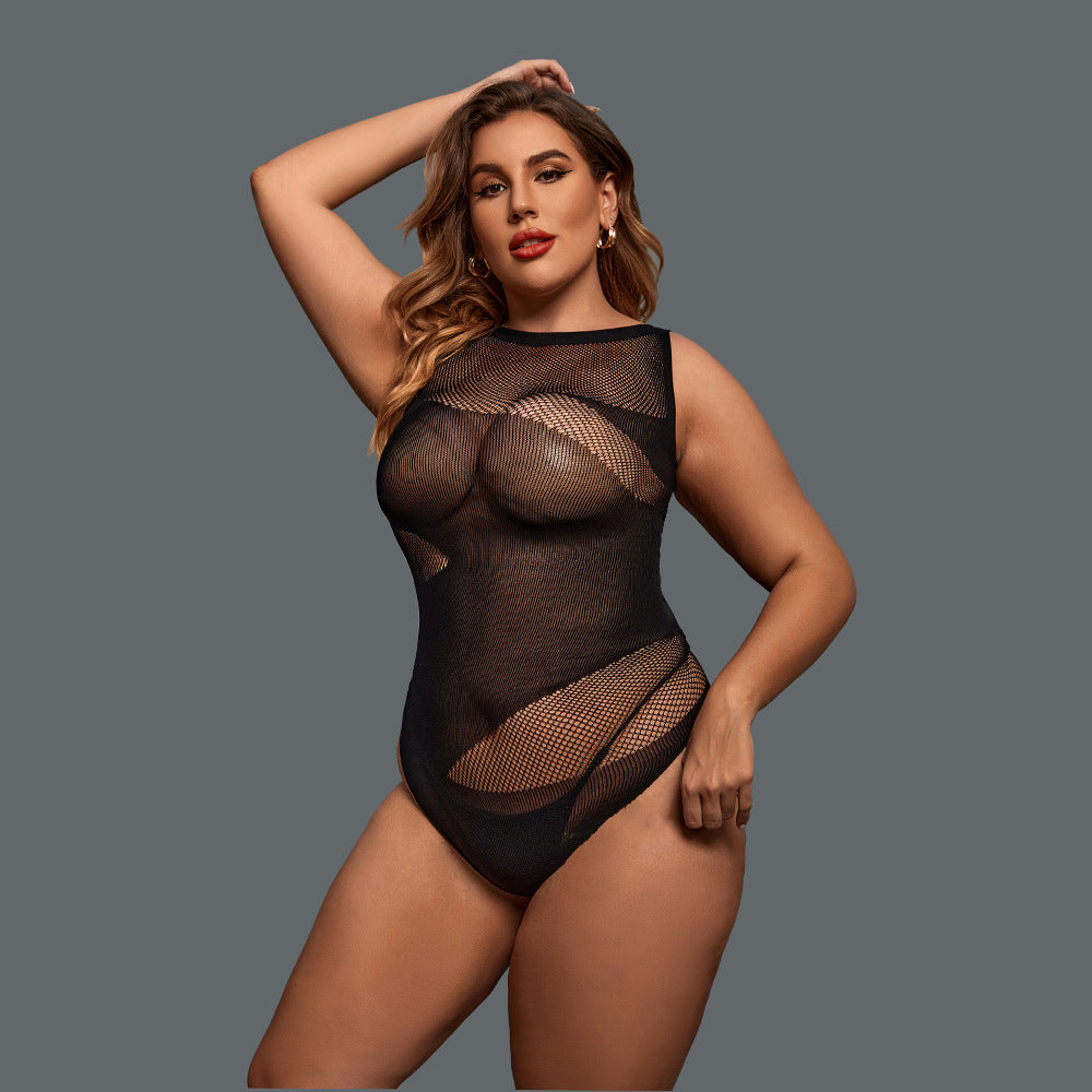 Midnight Mesh Plus Size Bodystocking