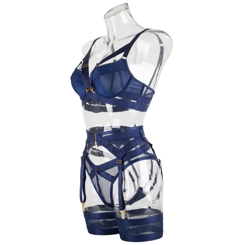 Nautical Charm Push-Up Bra and Panties Set