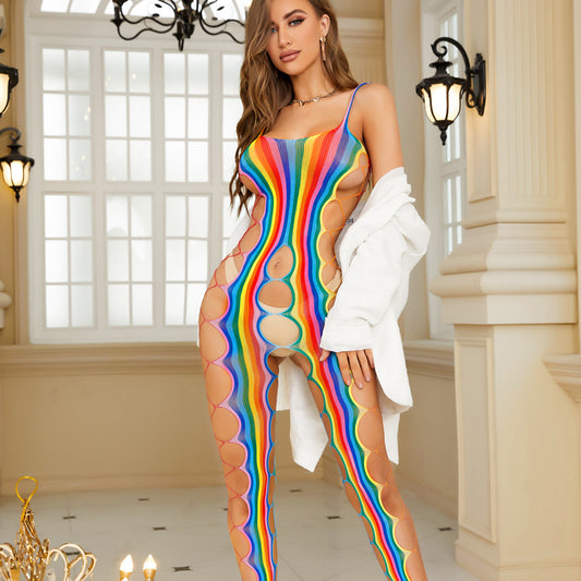 Neon Spectrum Crotchless Bodystocking - GLingerie