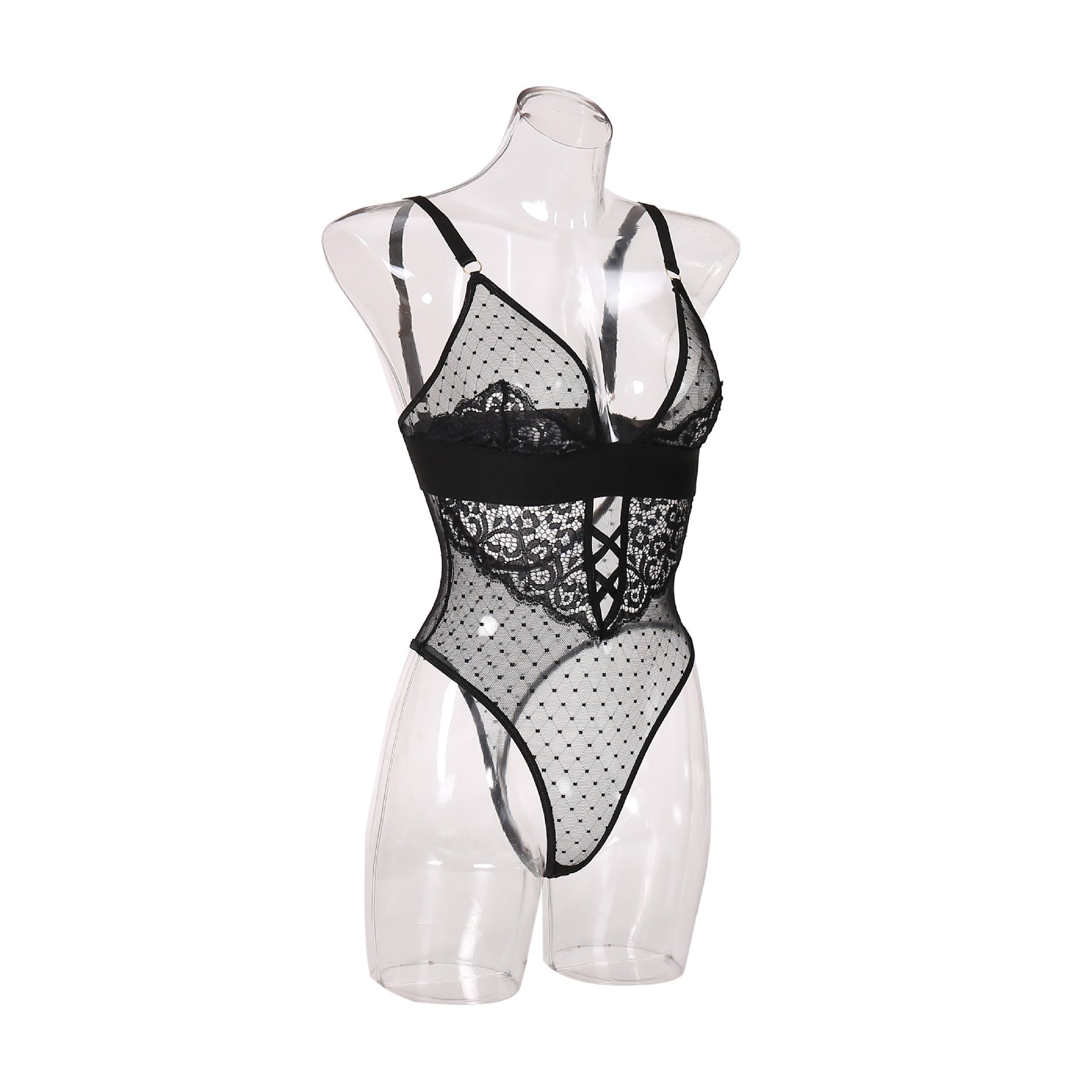 Noir Lace Elegance Deep Plunge Bodysuit
