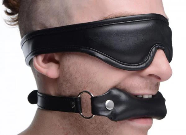 Padded Blindfold And Gag Set Black