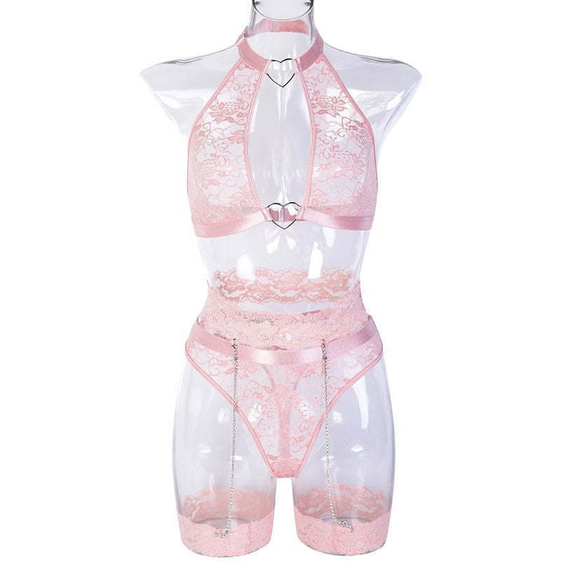 Chain Lace Fashion Girl Sexy Lingerie Set