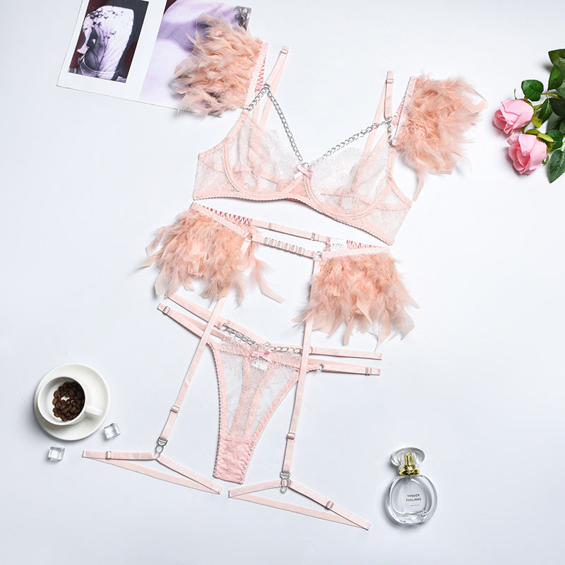 Enchanting Lace Bra & Panty Set with Garter