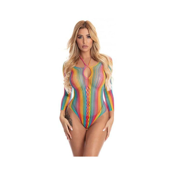 Pink Lipstick More Color Long Sleeve Bodysuit Rainbow
