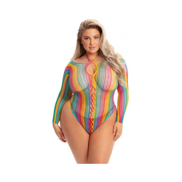 Pink Lipstick More Color Long Sleeve Bodysuit Rainbow