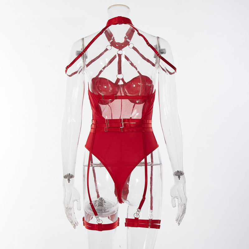Adjustable Transparent Thongs Bodysuit